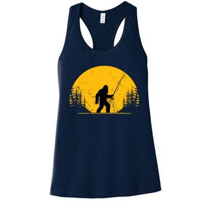 Sasquatch Fly Fishing Vintage Trout Fisherman Funny Women's Racerback Tank