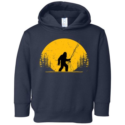 Sasquatch Fly Fishing Vintage Trout Fisherman Funny Toddler Hoodie