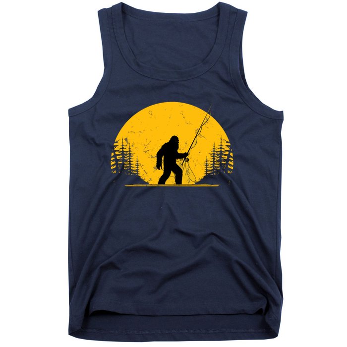 Sasquatch Fly Fishing Vintage Trout Fisherman Funny Tank Top