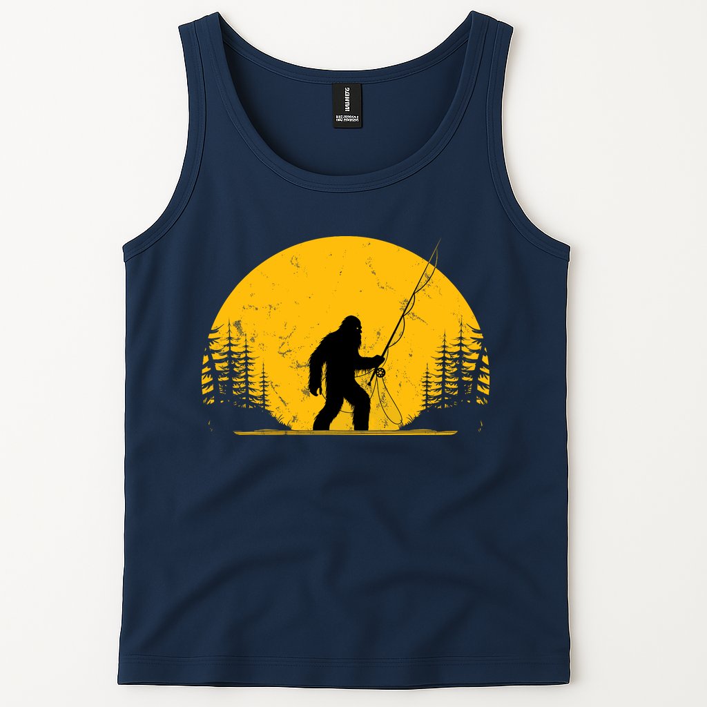Sasquatch Fly Fishing Vintage Trout Fisherman Funny Tank Top