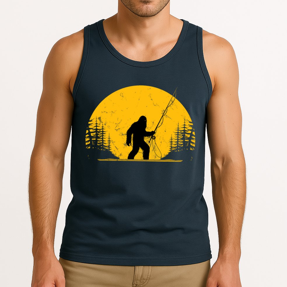 Sasquatch Fly Fishing Vintage Trout Fisherman Funny Tank Top