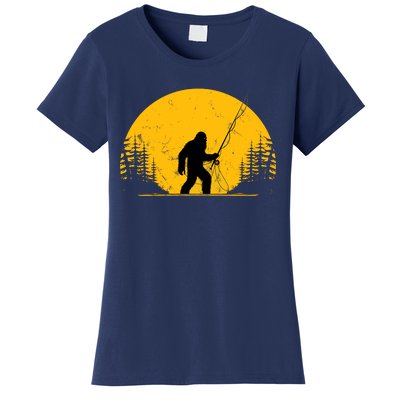 Sasquatch Fly Fishing Vintage Trout Fisherman Funny Women's T-Shirt