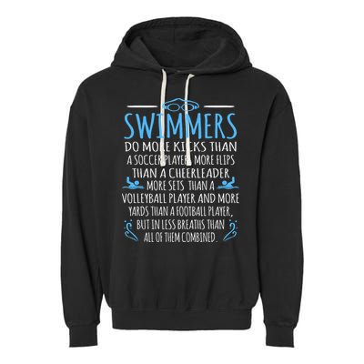Swimmers Facts Funny Swimming Coach Garment-Dyed Fleece Hoodie