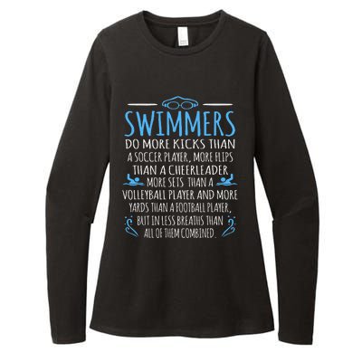 Swimmers Facts Funny Swimming Coach Womens CVC Long Sleeve Shirt