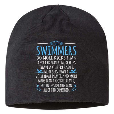 Swimmers Facts Funny Swimming Coach Sustainable Beanie