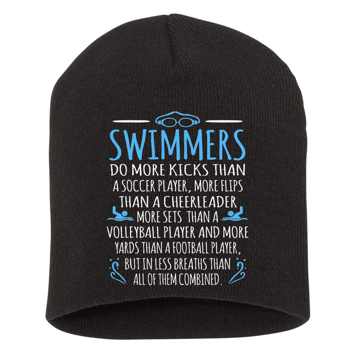 Swimmers Facts Funny Swimming Coach Short Acrylic Beanie