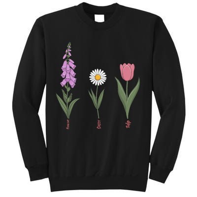 Subtle Floral Flowers Foxglove Daisy Tulip Vintage Art Sweatshirt