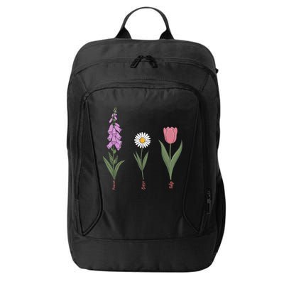 Subtle Floral Flowers Foxglove Daisy Tulip Vintage Art City Backpack