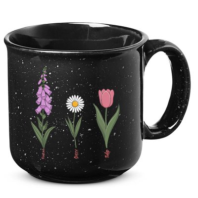 Subtle Floral Flowers Foxglove Daisy Tulip Vintage Art 15oz Campfire Ceramic Mug