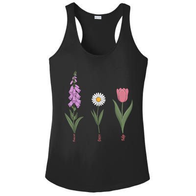 Subtle Floral Flowers Foxglove Daisy Tulip Vintage Art Ladies PosiCharge Competitor Racerback Tank