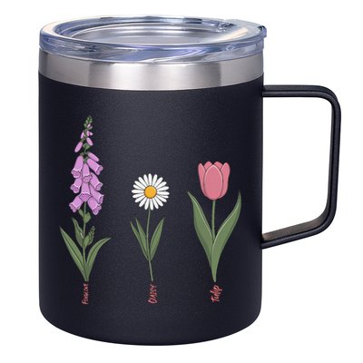 Subtle Floral Flowers Foxglove Daisy Tulip Vintage Art 12oz Stainless Steel Coffee Mug