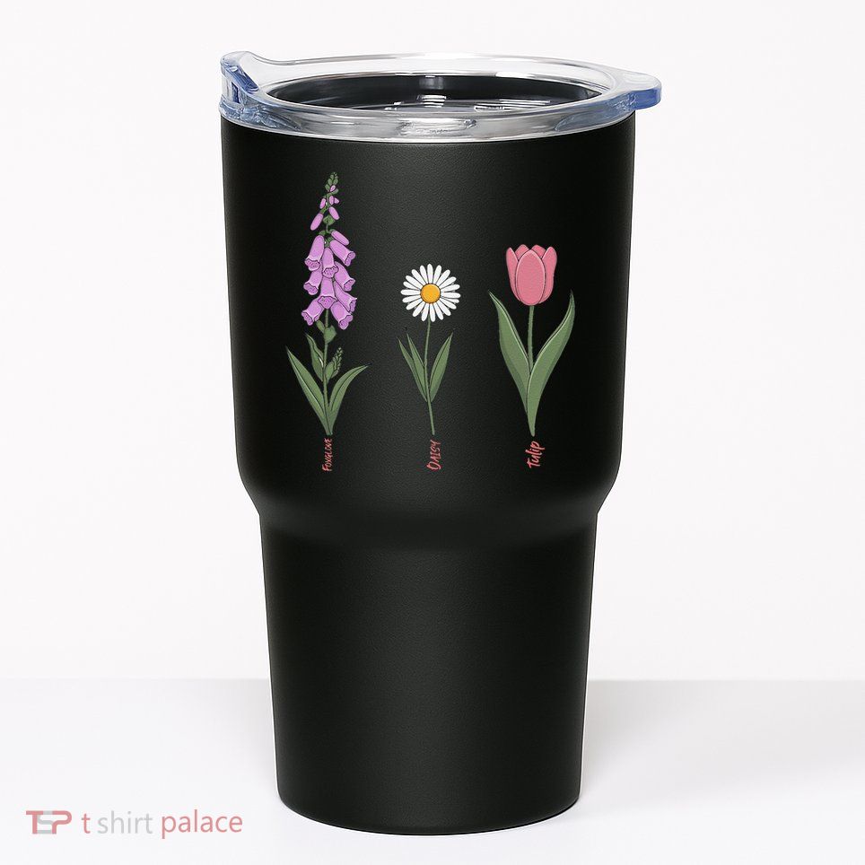 Subtle Floral Flowers Foxglove Daisy Tulip Vintage Art Tumbler
