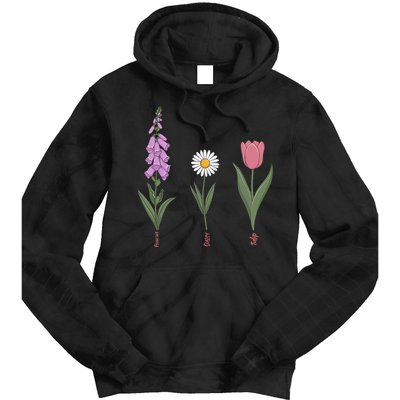 Subtle Floral Flowers Foxglove Daisy Tulip Vintage Art Tie Dye Hoodie