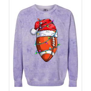 Santa Football Festive Christmas Sports Gear Colorblast Crewneck Sweatshirt