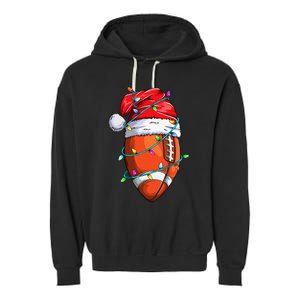 Santa Football Festive Christmas Sports Gear Garment-Dyed Fleece Hoodie