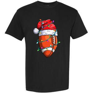 Santa Football Festive Christmas Sports Gear Garment-Dyed Heavyweight T-Shirt