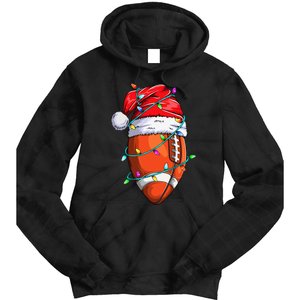 Santa Football Festive Christmas Sports Gear Tie Dye Hoodie