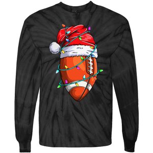 Santa Football Festive Christmas Sports Gear Tie-Dye Long Sleeve Shirt