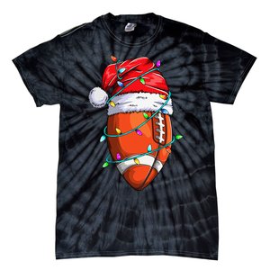 Santa Football Festive Christmas Sports Gear Tie-Dye T-Shirt