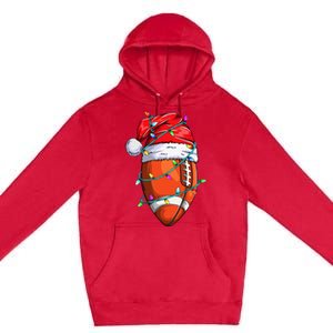 Santa Football Festive Christmas Sports Gear Premium Pullover Hoodie