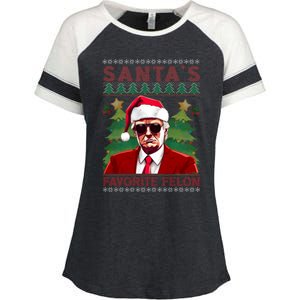 SantaS Favorite Felon President Trump Ugly Xmas Cool Gift Enza Ladies Jersey Colorblock Tee