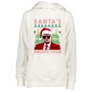 SantaS Favorite Felon President Trump Ugly Xmas Cool Gift Womens Funnel Neck Pullover Hood