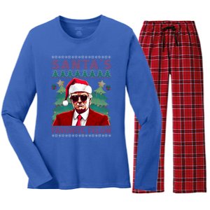 SantaS Favorite Felon President Trump Ugly Xmas Cool Gift Women's Long Sleeve Flannel Pajama Set 