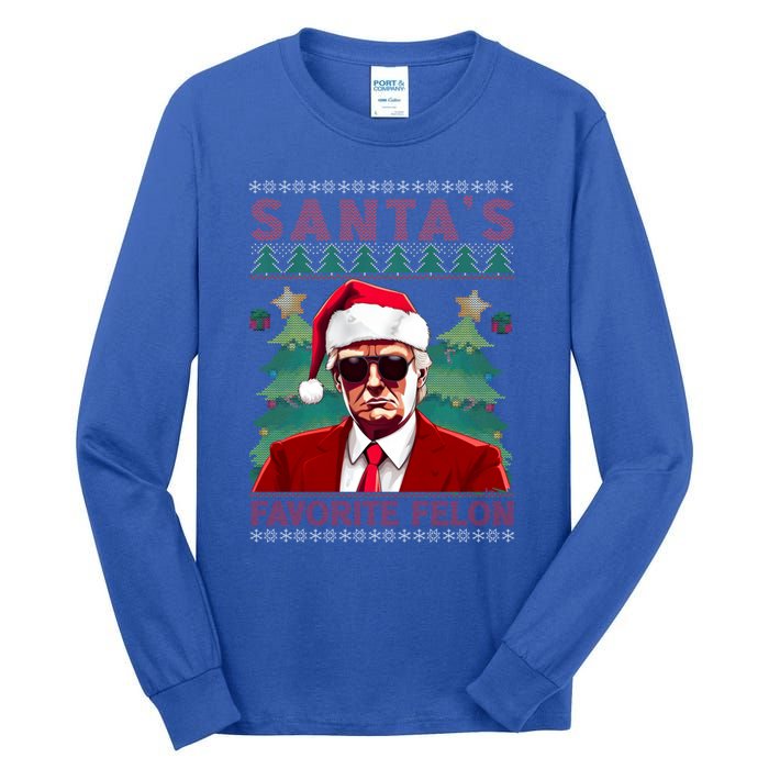 SantaS Favorite Felon President Trump Ugly Xmas Cool Gift Tall Long Sleeve T-Shirt