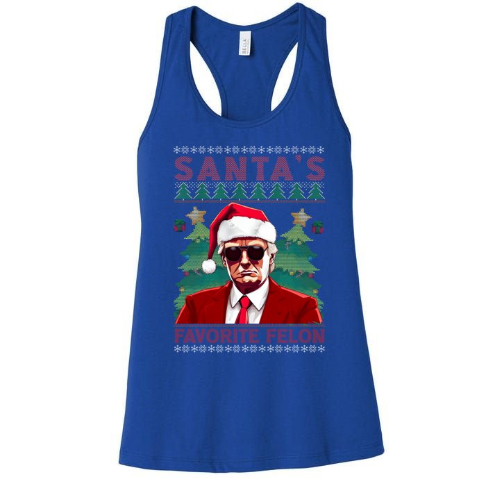 SantaS Favorite Felon President Trump Ugly Xmas Cool Gift Women's Racerback Tank