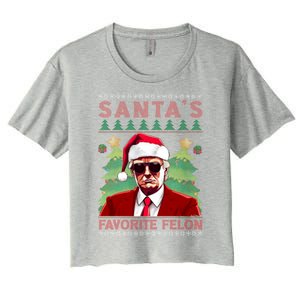 SantaS Favorite Felon President Trump Ugly Xmas Cool Gift Women's Crop Top Tee