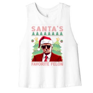 SantaS Favorite Felon President Trump Ugly Xmas Cool Gift Women's Racerback Cropped Tank