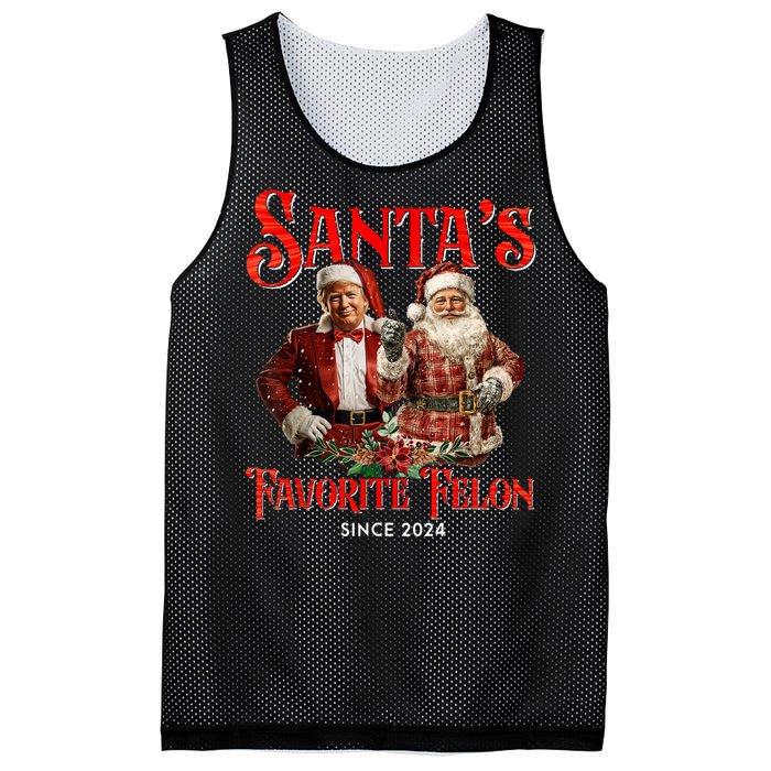 SantaS Favorite Felon Since 2024 Christmas Xmas Funny Trump Mesh Reversible Basketball Jersey Tank