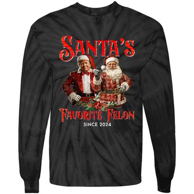 SantaS Favorite Felon Since 2024 Christmas Xmas Funny Trump Tie-Dye Long Sleeve Shirt