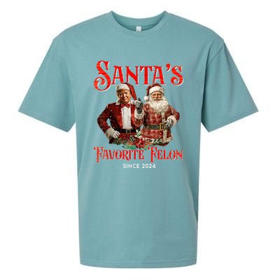 SantaS Favorite Felon Since 2024 Christmas Xmas Funny Trump Sueded Cloud Jersey T-Shirt