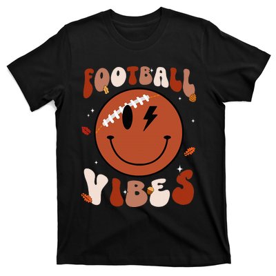 Smile Face Football Vibes Tis The Season Fall Thanksgiving T-Shirt