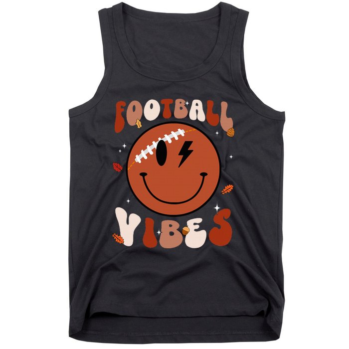 Smile Face Football Vibes Tis The Season Fall Thanksgiving Tank Top