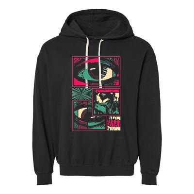 Soulisfree Facial Fragments Eye Surreal Psychedelic Art Garment-Dyed Fleece Hoodie