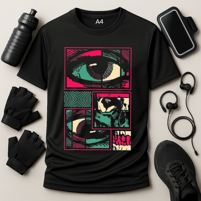 Soulisfree Facial Fragments Eye Surreal Psychedelic Art Cooling Performance Crew T-Shirt