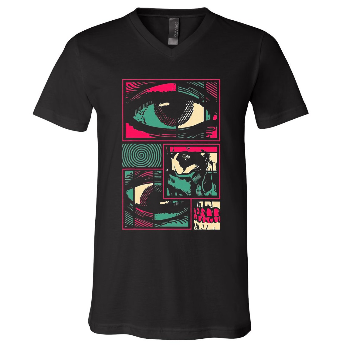 Soulisfree Facial Fragments Eye Surreal Psychedelic Art V-Neck T-Shirt