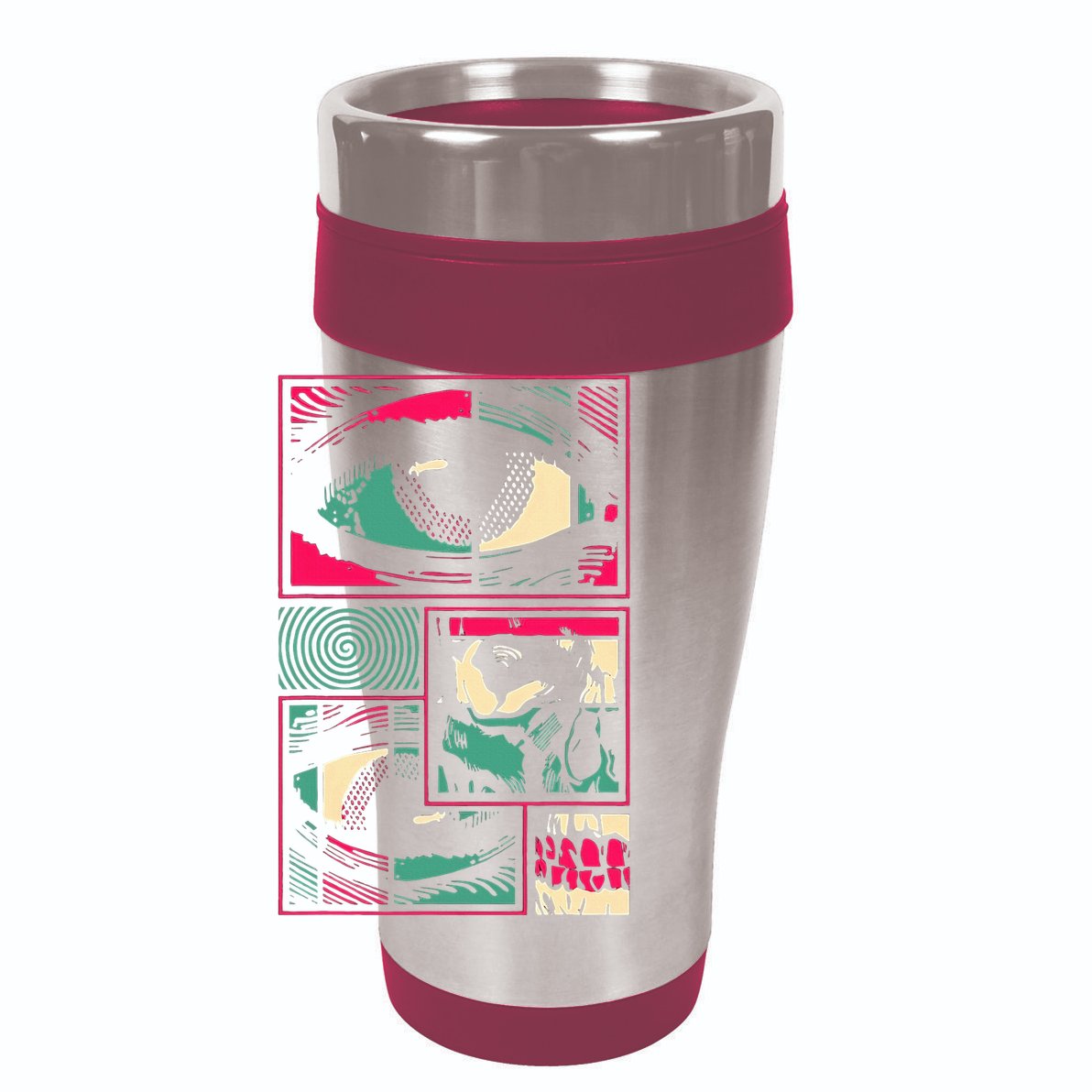Soulisfree Facial Fragments Eye Surreal Psychedelic Art 12oz Stainless Steel Coffee Mug