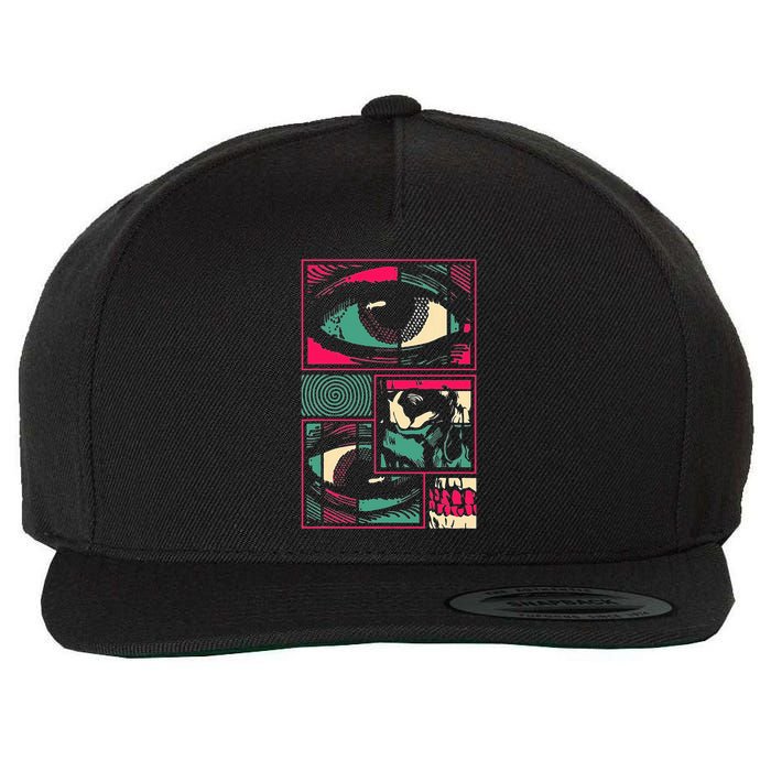 Soulisfree Facial Fragments Eye Surreal Psychedelic Art Wool Snapback Cap