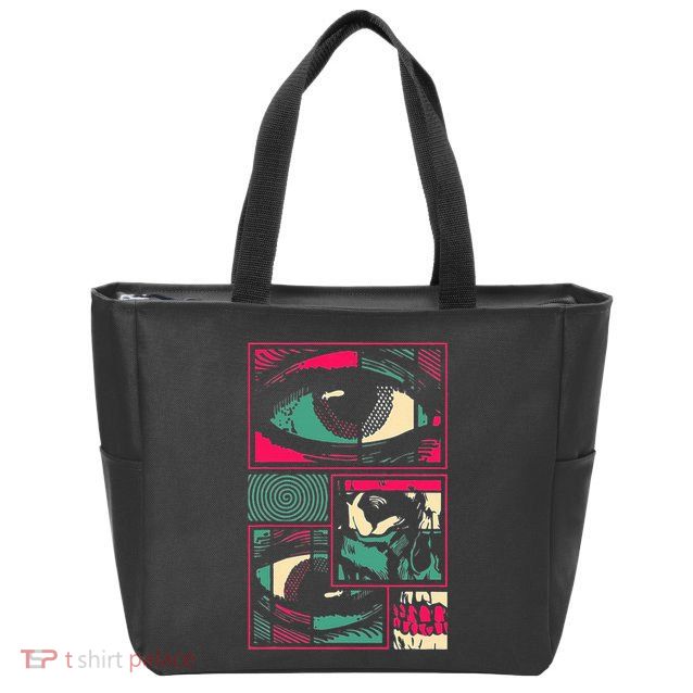 Soulisfree Facial Fragments Eye Surreal Psychedelic Art Zip Tote Bag