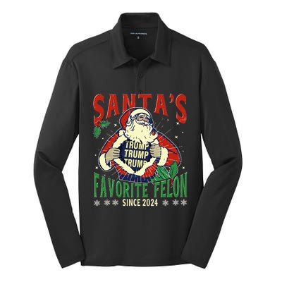 SantaS Favorite Felon Since 2024 Christmas Xmas Funny Trump Silk Touch Performance Long Sleeve Polo