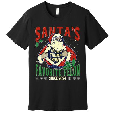 SantaS Favorite Felon Since 2024 Christmas Xmas Funny Trump Premium T-Shirt