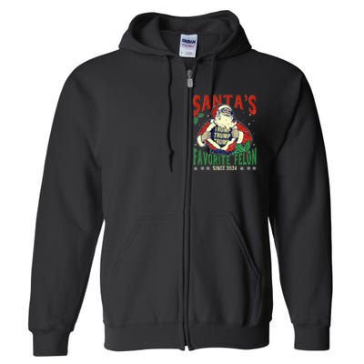 SantaS Favorite Felon Since 2024 Christmas Xmas Funny Trump Full Zip Hoodie