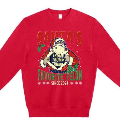 SantaS Favorite Felon Since 2024 Christmas Xmas Funny Trump Premium Crewneck Sweatshirt