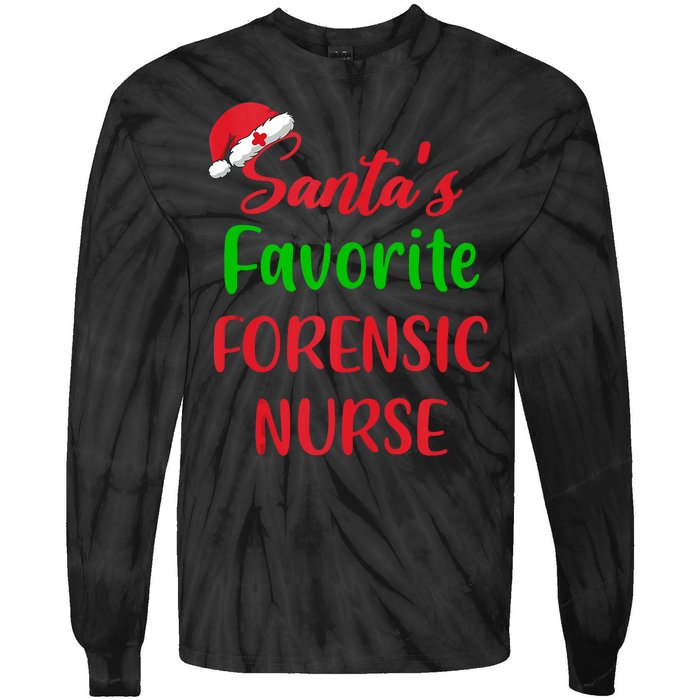 Santas Favorite Forensic Nurse Funny Christmas Tie-Dye Long Sleeve Shirt