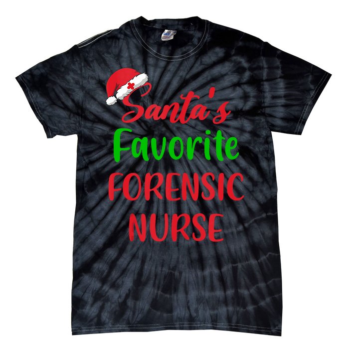 Santas Favorite Forensic Nurse Funny Christmas Tie-Dye T-Shirt