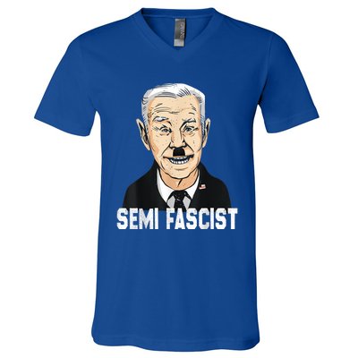 Semi Fascist Funny Political Humor Biden Quotes V-Neck T-Shirt