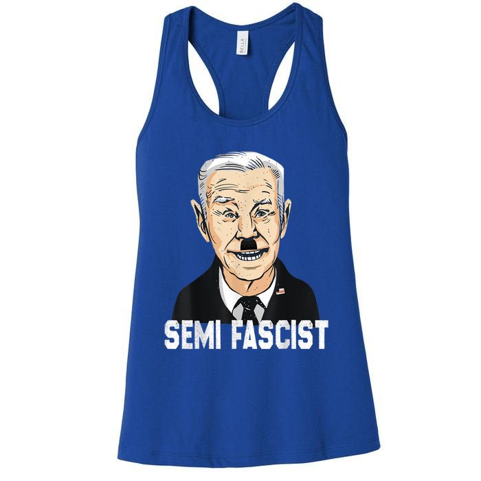 Semi Fascist Funny Political Humor Biden Quotes Women's Racerback Tank